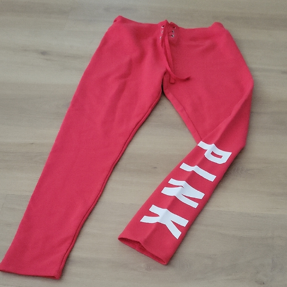 PINK Victoria's Secret Hot Pink Logo Sweats Pants. Size Medium